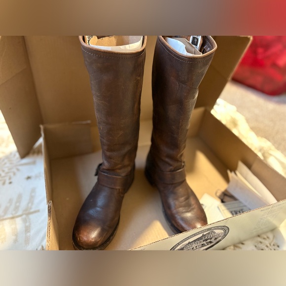 Frye Shoes - Frye Dark Brown Veronica Slouch Leather Knee-High Boots